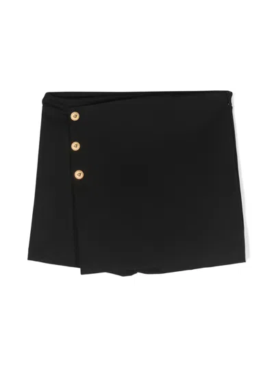 Versace Kids' Medusa-buttons Asymmetric Skort In Black