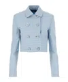Versace Informal Jacket Double Vichy Wool Natte Fabric In Blue