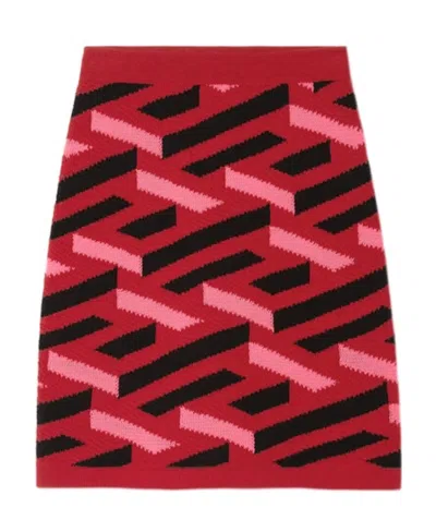 VERSACE VERSACE GEOMETRIC INTARSIA KNITTED MINI SKIRT