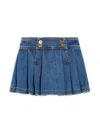 Versace Pleated Denim Skirt In Blue