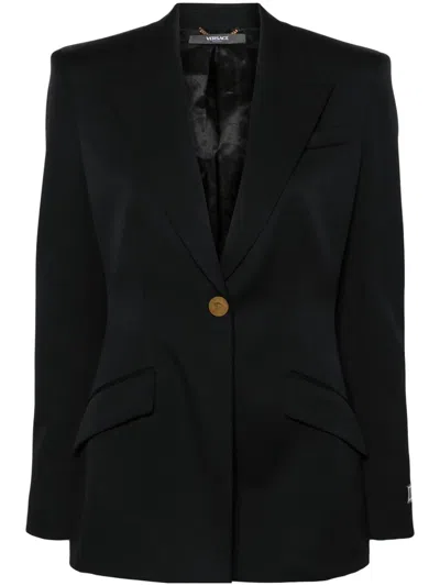 Versace Medusa-buttons Single-breasted Blazer In Black