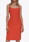 Versace Medusa Strap Detail Cady Sheath Dress
