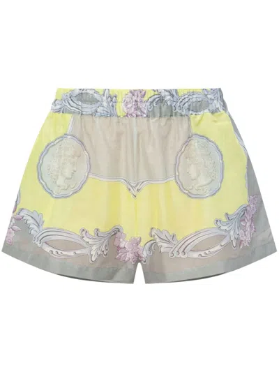 VERSACE MEDUSA CAMEO COTTON AND SILK SHORTS