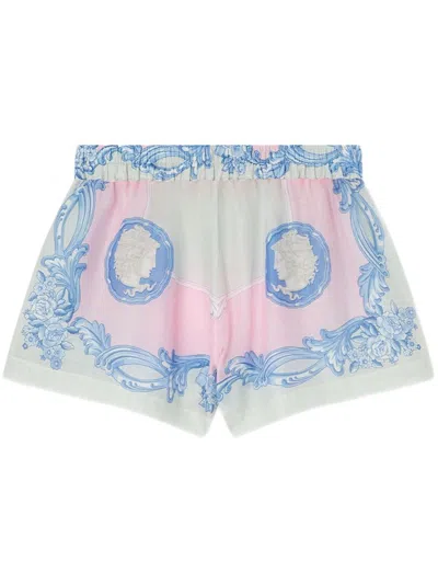 VERSACE MEDUSA CAMEO COTTON AND SILK SHORTS