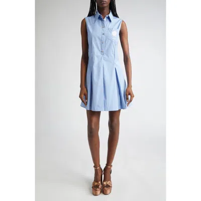 Versace Medusa Cameo Embroidered Pleated Poplin Shirtdress