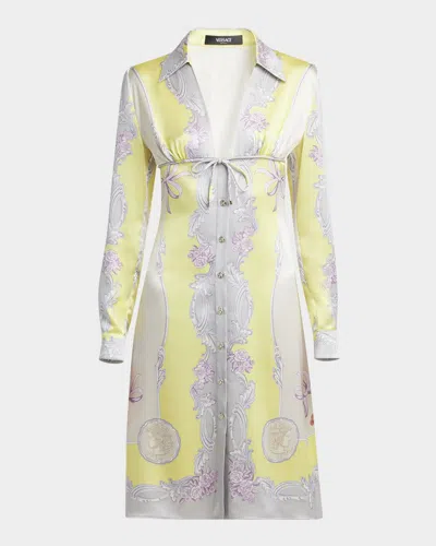 Versace Sheer Fabric Knee-length Long Sleeves Dress In Multi