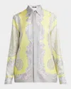 Versace Cameo Long-sleeved Silk Shirt In Pale Yellow Light Gr