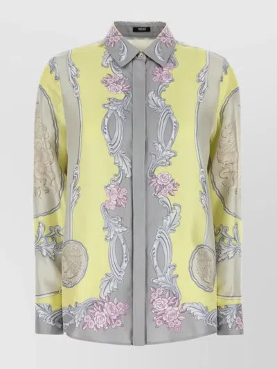 Versace Medusa Cameo Foulard Silk Twill Shirt In Print