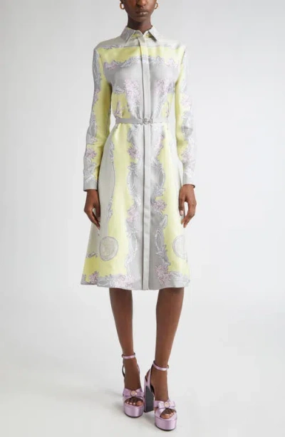 Versace Sheer Fabric Knee-length Long Sleeves Dress In Multi