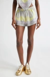 Versace Medusa Cameo Semi-sheer Cotton And Silk Shorts In Pale Yellow