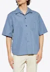 Versace Medusa Cameo Camp Shirt In Blue