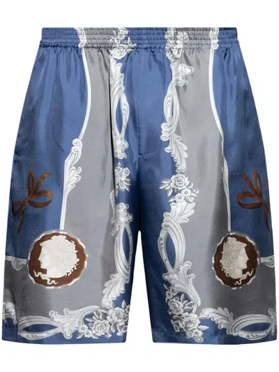 Versace Medusa Cameo Silk Bermuda Shorts In Imprimer