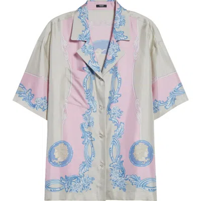 Versace Medusa Cameo Print Silk Camp Shirt
