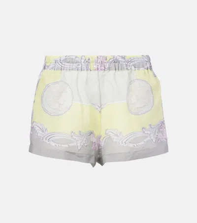 Versace Medusa Cameo Semi-sheer Cotton And Silk Shorts In Multi
