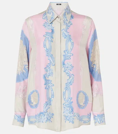 Versace Pink Silk Shirt In Neutral