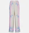 Versace Silk Twill Pajama-style Trousers With Medusa Cameo Print In Multicolor