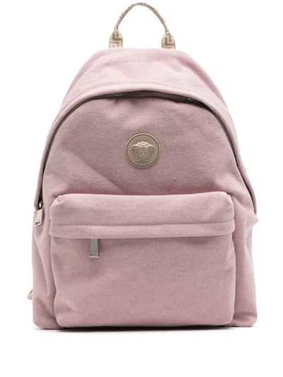Versace Kids' Medusa Canvas Backpack In Pink