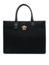 Versace Small Medusa Canvas Tote Bag In Black