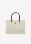 Versace Medusa Canvas Tote Bag In Ivory