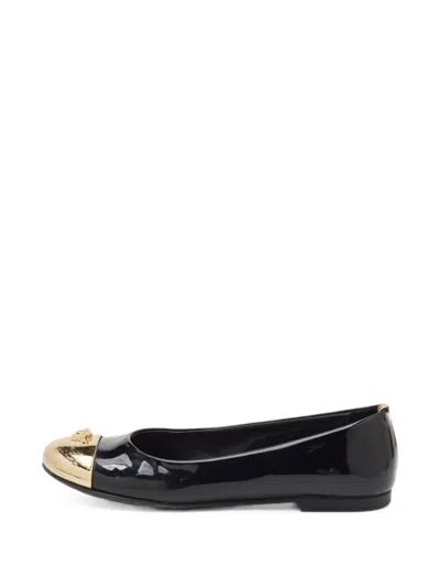 Pre-owned Versace Medusa Cap-toe Ballet Flats In Black