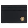Versace Rectangular Card Wallet In Smooth Black Leather In Black
