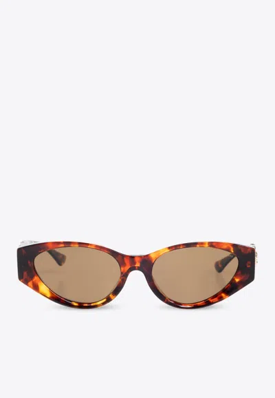 Versace Oval-frame Sunglasses In Brown