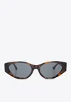 Versace Havana Oval-frame Sunglasses In Gray