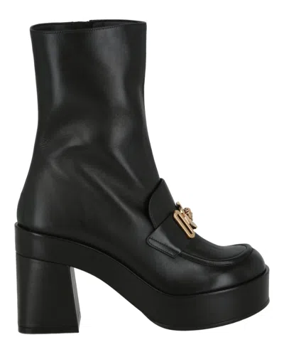 Versace Medusa Chain Booties In Black