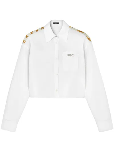 VERSACE CHAIN STRIPES CROPPED SHIRT