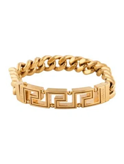 Pre-owned Versace Medusa Chain Link Bracelet, 8" In Multicolor