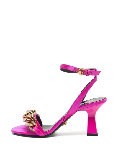Pre-owned Versace Medusa Chain Sandals In Pink
