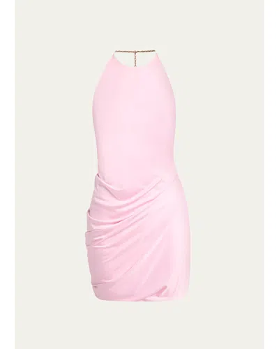 Versace Medusa Chain Satin-viscose Mini Dress In Pink