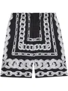 Versace Men Medusa Chains Silk Shorts In Black