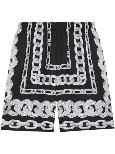 VERSACE VERSACE MEDUSA CHAIN SILK SHORTS