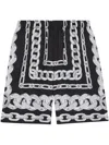 Versace Medusa Chain Silk Shorts In Black