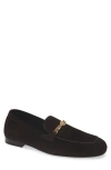 Versace Medusa Chain Suede Loafer In Black