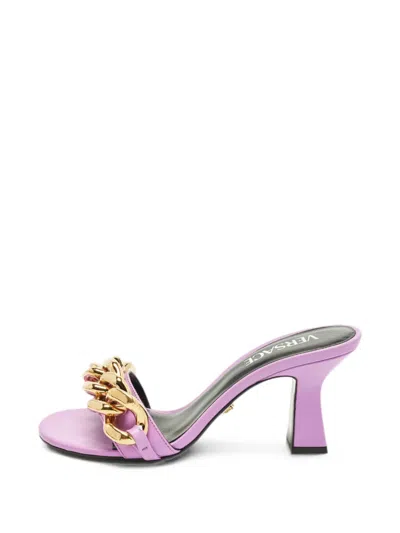 Pre-owned Versace Medusa Chain-detail Sandals In Purple