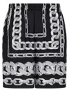 Versace Men Medusa Chains Silk Shorts In Black