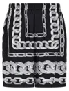 Versace Knee-length Activewear Shorts With Bold Chain Graphic In Multicolor