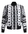Versace Reversible Padded Printed Shell Bomber Jacket In Black