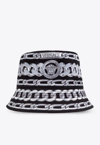 Versace Men's Medusa Chains Bucket Hat In Black