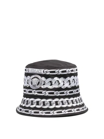 Versace Medusa Chains Bucket Hat In Black