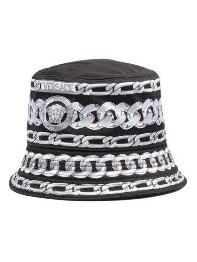 Versace Medusa Chains Bucket Hat In Black