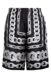 Versace Graphic-printed Elasticated Waistband Track Shorts In Black