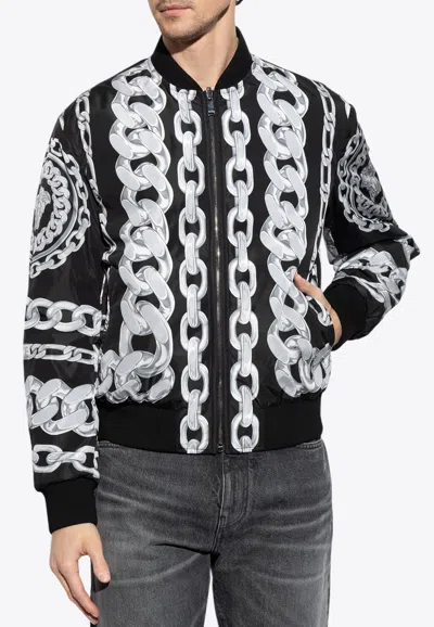 VERSACE MEDUSA CHAINS REVERSIBLE BOMBER JACKET