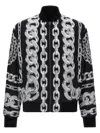 Versace Reversible Padded Printed Shell Bomber Jacket In Black