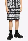 Versace Men Medusa Chains Silk Shorts In Black