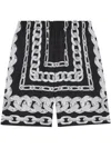 Versace Men Medusa Chains Silk Shorts In Black