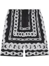 Versace Men Medusa Chains Silk Shorts In Black