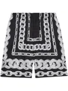 Versace Men Medusa Chains Silk Shorts In Black